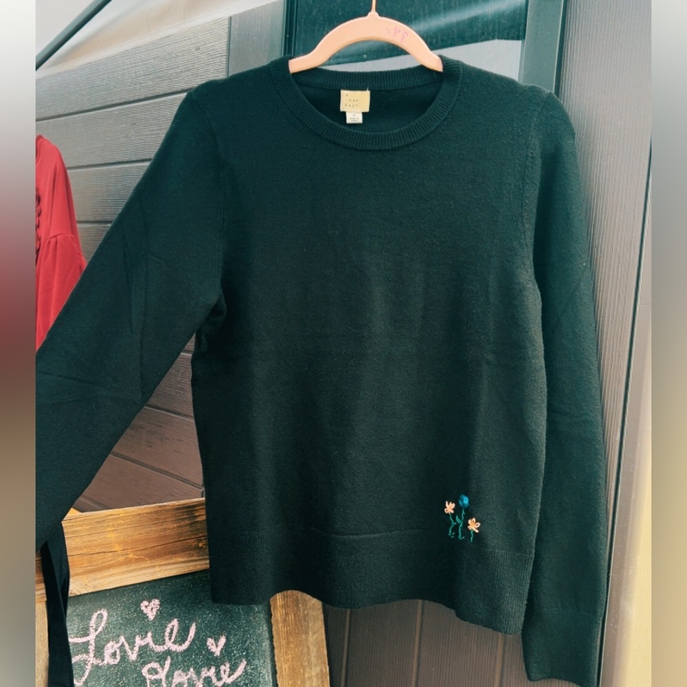 Hand embroidered Black Sweater pullover crew neck